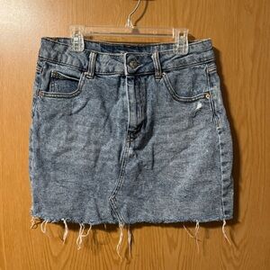 Denim Mini Skirt with Frayed Hem from Wild Fable